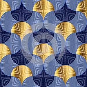 Retro vibes luxury water waves seamless pattern