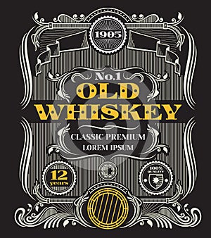 Retro victorian whiskey vector label