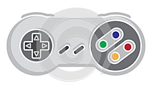 Retro video game controller or classical joystick flat vector color icon for apps or website