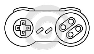 Retro video game controller / classical joystick line art icon for apps or website