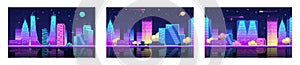 Retro video game pixelart city. Space wallpaper scene of futuristic city in pixel art. 1980s wall decor