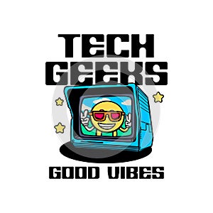 Retro video games logo. Vector illustration of retro video game icon. tech geeks