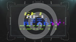 Retro videogame get ready text on futuristic tv glitch interference screen animation seamless loop ... New quality