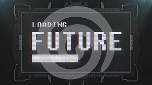 Retro videogame loading future text on futuristic tv glitch interference screen animation seamless loop ... New quality