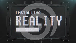 Retro videogame reality text on futuristic tv glitch interference screen animation seamless loop ... New quality