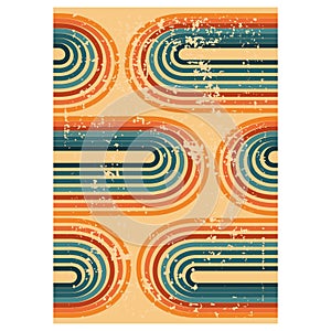 Retro vintage 70s style stripes background poster lines.abstract stylish 70s era line frame illustration