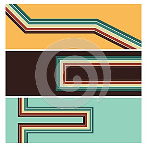 Retro vintage 70s style stripes background poster lines. shapes vector design graphic 1970s retro background. abstract