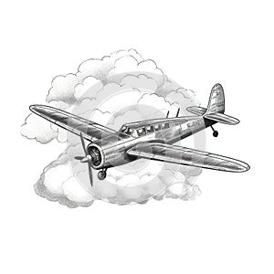 retro vintage airplane flying ai generated