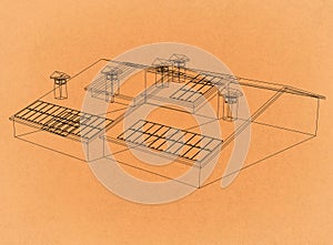 Retro Vintage Architect Blueprint