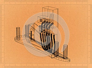 Retro Vintage Architect Blueprint