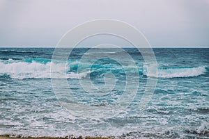 Retro vintage background image of ocean waves