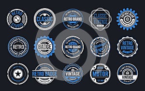 15 Retro Vintage Badges Design Collection. Vector illustration