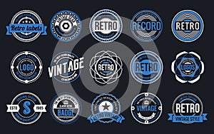 15 Retro Vintage Badges Design Collection. Vector illustration
