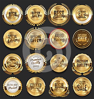 Retro vintage badges golden collection illustration