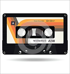 Retro vintage cassette tape isolated white background