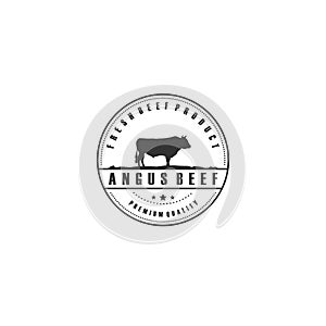 Vintage Cattle / Angus / Beef Emblem Label logo design