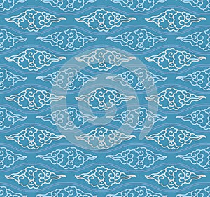 Retro vintage Chinese traditional pattern seamless background spiral curve wave cross cloud outline