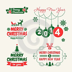 Retro Vintage Christmas set with Typography