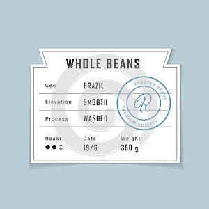 Retro vintage coffee beans label. photo