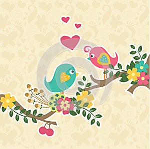 Retro Vintage Couple Bird