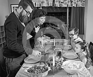 Retro Vintage Family Thanksgiving Day Dinner Turkey