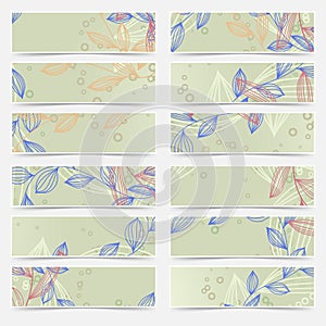 Retro vintage floral pattern card header set
