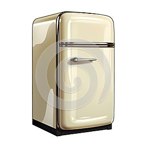 Retro,vintage fridge, white coloured, simple shapes, perfect for cliparts and post processing.