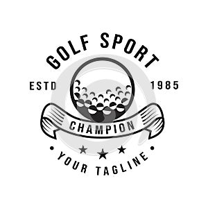 Retro vintage golf, Professional golf ball logo template design, golf championship