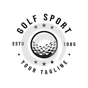 Retro vintage golf, professional golf ball logo template design, golf championship, symbol, golf icon