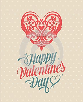 Retro Vintage Happy Valentines Day Greeting Card