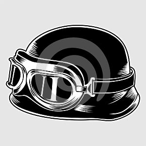 Retro vintage Helmet With Goggles.vector