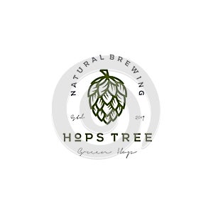 Retro Vintage Hops flower for Beer Ale Brewery logo design