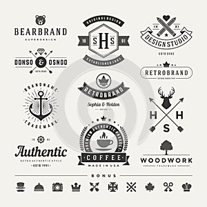 Retro Vintage Insignias or Logotypes set vector