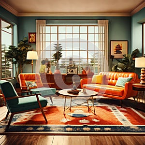 retro vintage a living room inspired by vintage aesthetics fea photo