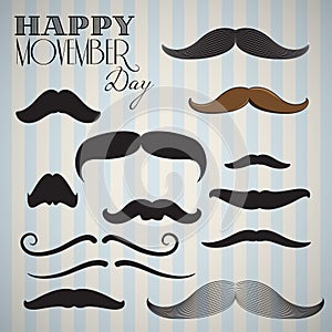 Retro / Vintage mustache set for happy movember day photo