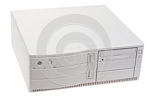 Retro vintage old desktop pc on white background