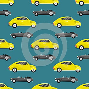 Retro vintage old style car vehicle automobile seamless pattern transport antique garage classic auto vector