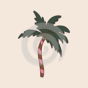 Retro vintage palm tree isolated