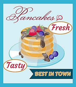 Retro vintage pancake poster