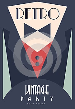 Retro vintage party, design element for poster, banner, flyer, card, brochure, invitation card vector Illustration