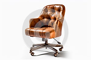 Retro Vintage Revival: Leather Office Chair with Tufted Upholstery