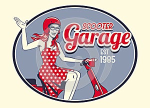 Retro Vintage Scooter Girl Ride Design