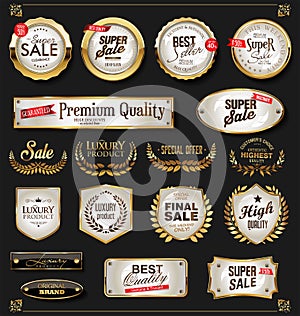 Retro vintage shiny golden labels collection