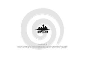 Retro Vintage Simple Minimalist Floating Ice Snow Mountain or Iceberg Logo Design Vector