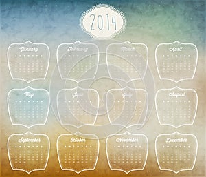 Retro vintage style calendar design.