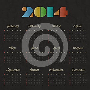 Retro vintage style calendar design.