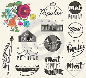 Retro vintage style Most Popular labels