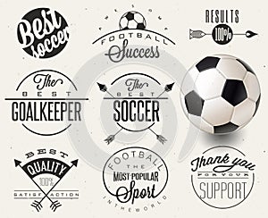 Retro vintage style soccer emblem collection.