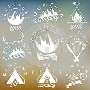Retro vintage style symbols for Mountain Expedition
