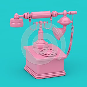Retro Vintage Styled Rotary Phone Duotone. 3d Rendering